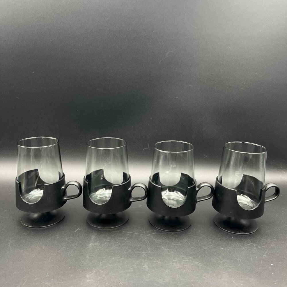 Vintage Glas-Snap by Corning Black w/ Smokey Glass Hot / Cold Beverages 5.5 in - Picture 2 of 13